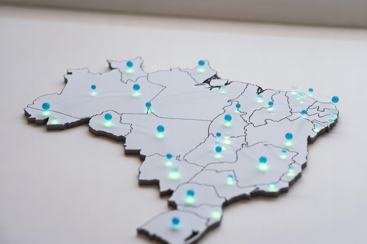 Mapa do Brasil com presença Qualicont